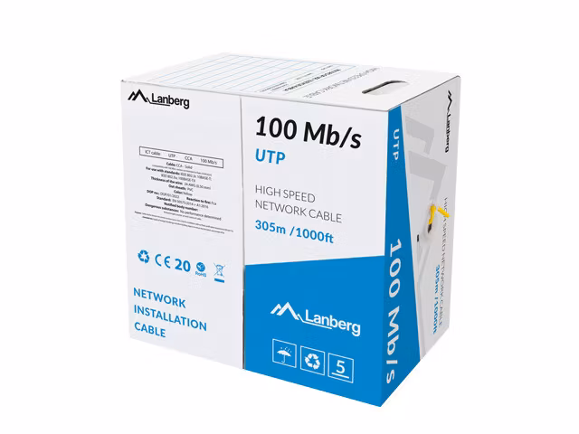 LAN-KABEL UTP 305M SOLID CCA GUL LANBERG
