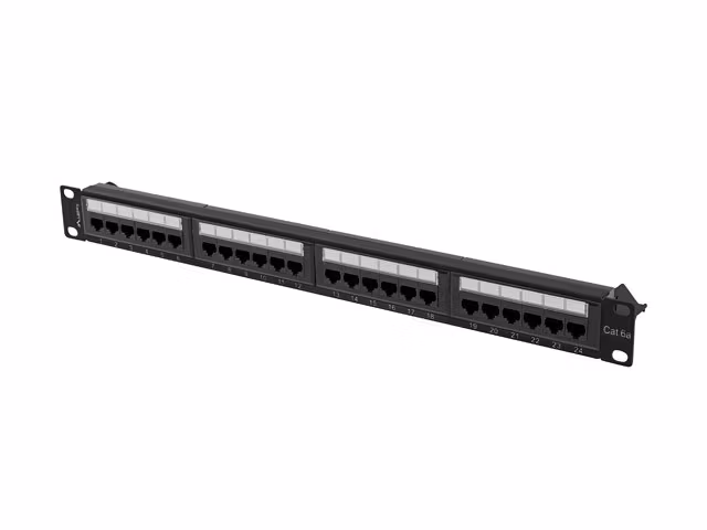 PATCHPANEL 24 PORT 1U 19" CAT.6A UTP SVART LANBERG