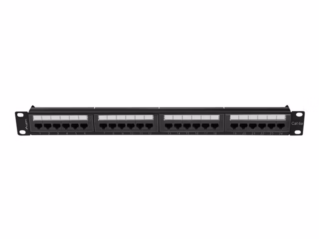 PATCHPANEL 24 PORT 1U 19" CAT.6A UTP SVART LANBERG