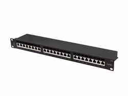 PATCHPANEL 24 PORT 1U 19" CAT.6A FTP SKÄRMAD SVART LANBERG