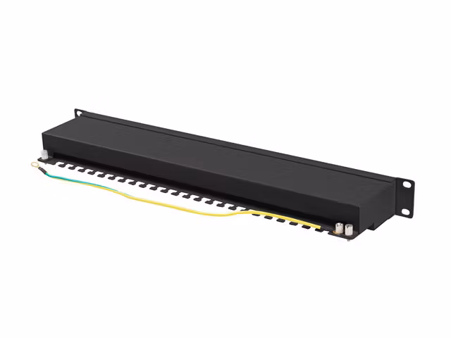PATCHPANEL 24 PORT 1U 19" CAT.6A FTP SKÄRMAD SVART LANBERG