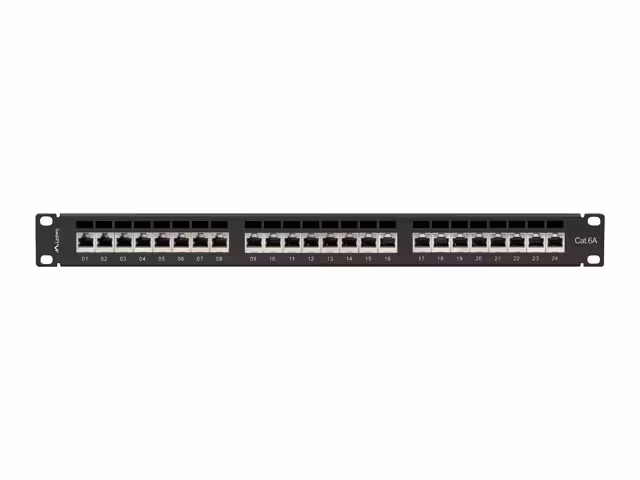 PATCHPANEL 24 PORT 1U 19" CAT.6A FTP SKÄRMAD SVART LANBERG