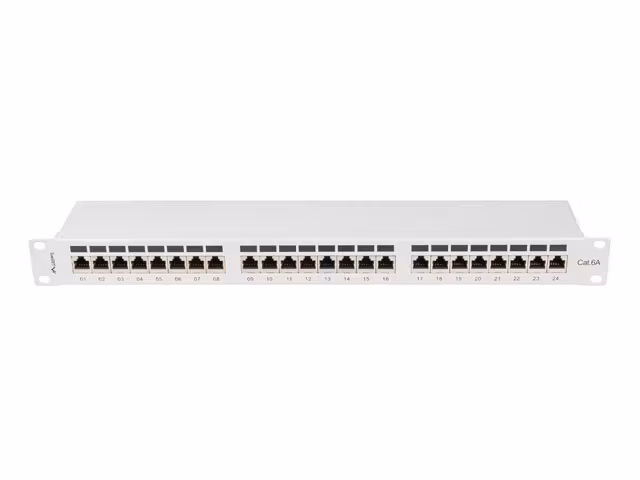PATCHPANEL 24 PORT 1U 19" CAT.6A FTP SKÄRMAD GRÅ LANBERG