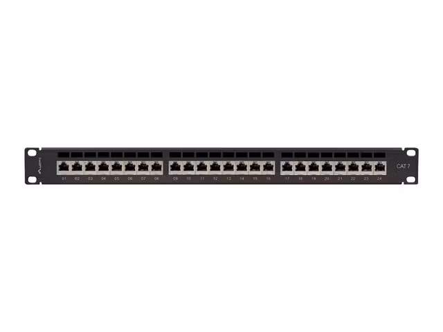 PATCHPANEL 24 PORT 1U 19" CAT.7 FTP SKÄRMAD SVART LANBERG