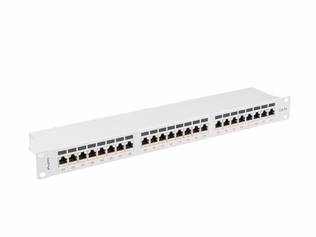 PATCHPANEL 24 PORT 1U 19" CAT.6A FTP SKÄRMAD GRÅ LANBERG