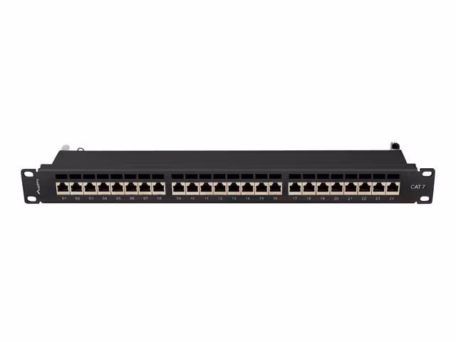 PATCHPANEL 24 PORT 1U 19" CAT.7 FTP SKÄRMAD SVART LANBERG