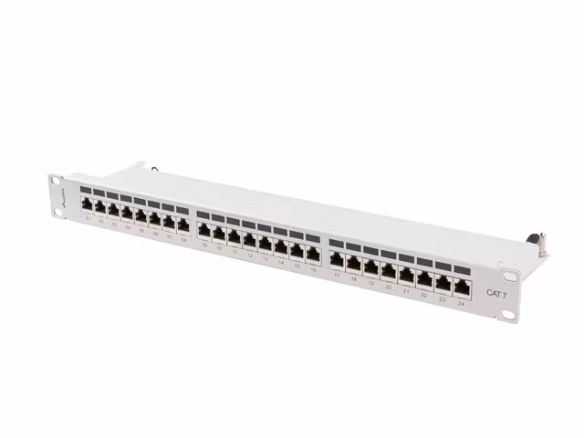 PATCHPANEL 24 PORT 1U 19" CAT.7 FTP SKÄRMAD GRÅ LANBERG