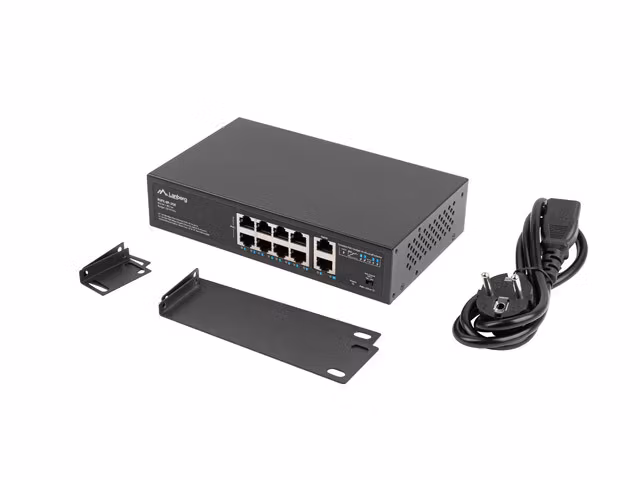 SWITCH LANBERG 8X 100MB POE+/2X 1GB UNMANAGED RACK 10"/19" GIGABIT ETHERNET 120W