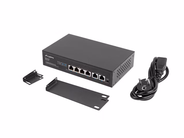 SWITCH LANBERG 4X 100MB POE+/2X 100MB UNMANAGED RACK 10"/19" FAST ETHERNET 60W