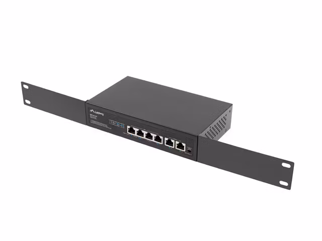 SWITCH LANBERG 4X 100MB POE+/2X 100MB UNMANAGED RACK 10"/19" FAST ETHERNET 60W