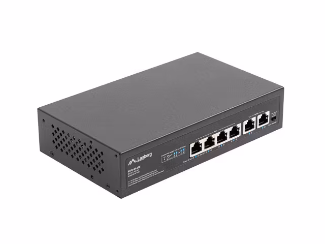 SWITCH LANBERG 4X 100MB POE+/2X 100MB UNMANAGED RACK 10"/19" FAST ETHERNET 60W