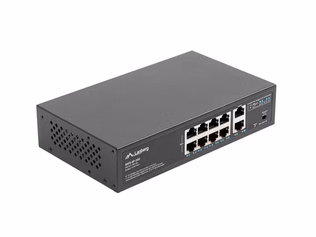 SWITCH LANBERG 8X 100MB POE+/2X 1GB UNMANAGED RACK 10"/19" GIGABIT ETHERNET 120W