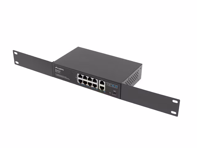 SWITCH LANBERG 8X 100MB POE+/2X 1GB UNMANAGED RACK 10"/19" GIGABIT ETHERNET 120W
