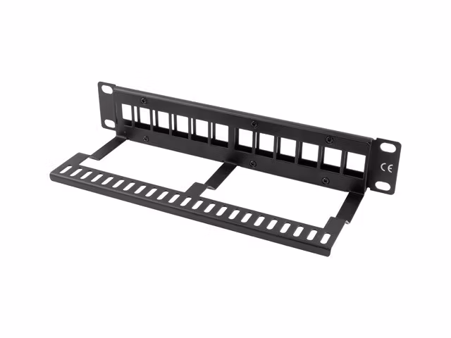 PATCHPANEL BLANK 12 PORTAR 1U MED ORGANISATÖR FÖR KEYSTONE-MODULER SVART LANBERG