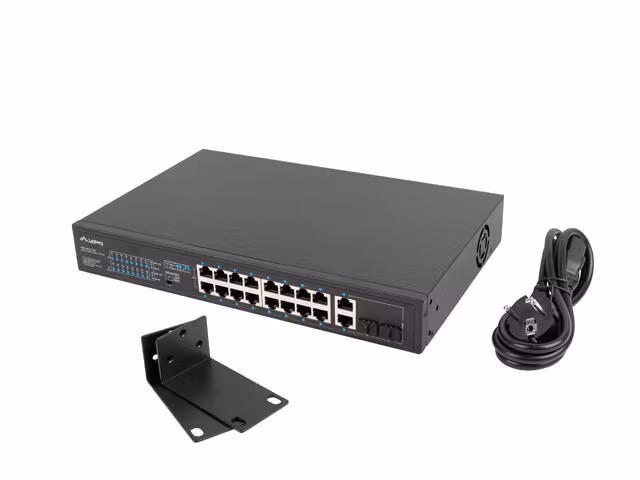 undefinedSWITCH LANBERG 16X 100MB POE+/2X 1GB/1X SFP UNMANAGED RACK 10" & 19" GIGABIT ETHERNET 150Wundefined