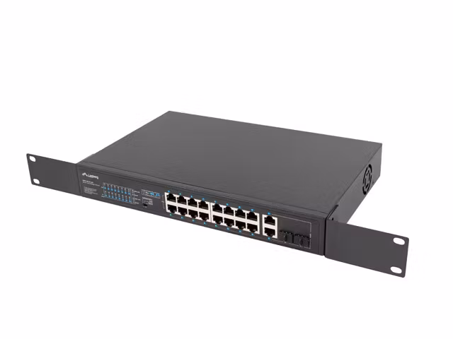 SWITCH LANBERG 16X 100MB POE+/2X 1GB/1X SFP RACK 19" UNMANAGED GIGABIT ETHERNET 250W