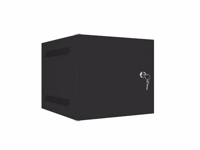RACKSKÅP 10" VÄGGMONTERAT 4U/280X310 FÖR SJÄLVMONTERING MED METALLDÖRR SVART LANBERG (FLAT PACK)