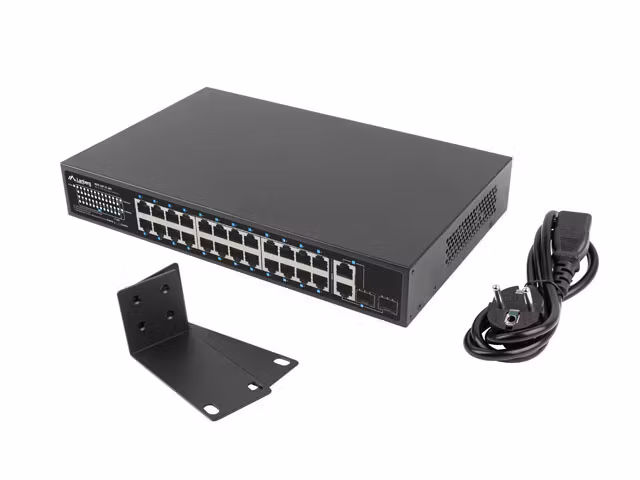 SWITCH LANBERG 24X 100MB POE+/2X COMBO RACK 19" GIGABIT ETHERNET 360W V2