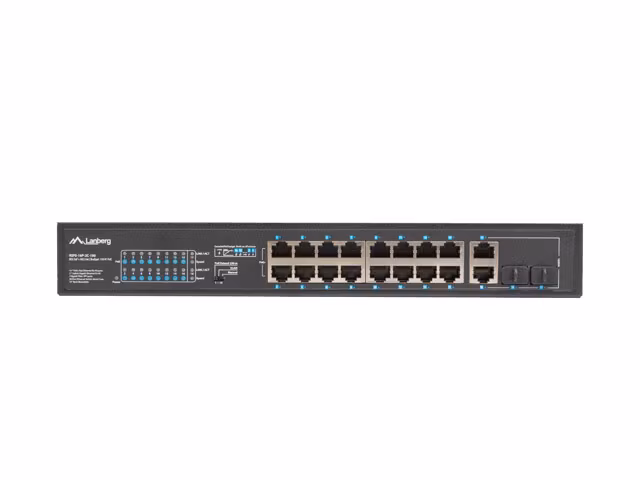 undefinedSWITCH LANBERG 16X 100MB POE+/2X 1GB/1X SFP UNMANAGED RACK 10" & 19" GIGABIT ETHERNET 150Wundefined