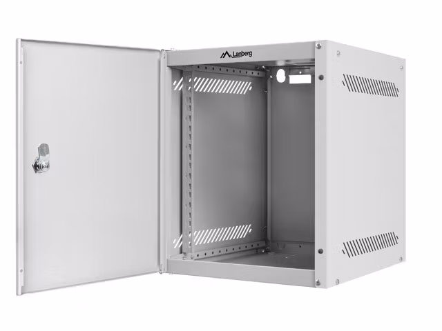 RACKSKÅP 10" VÄGGMONTERAT 6U/280X310 FÖR SJÄLVMONTERING MED METALLDÖRR GRÅ LANBERG (FLAT PACK)