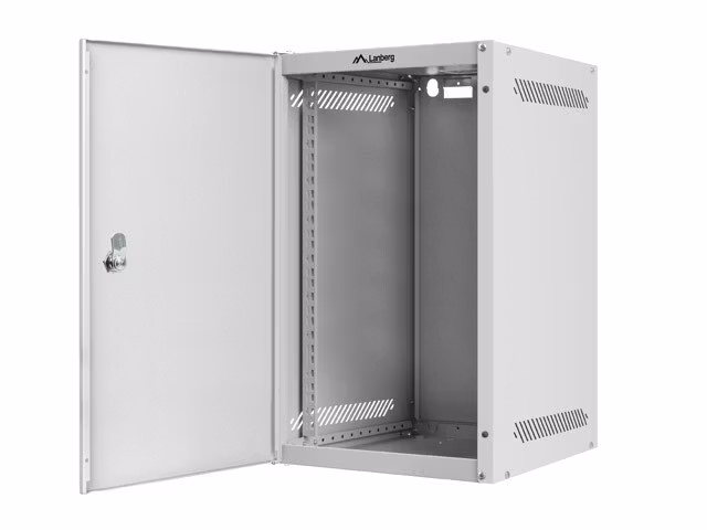 RACKSKÅP 10" VÄGGMONTERAT 9U/280X310 FÖR SJÄLVMONTERING MED METALLDÖRR GRÅ LANBERG (FLAT PACK)