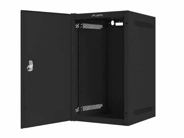 RACKSKÅP 10" VÄGGMONTERAT 9U/280X310 FÖR SJÄLVMONTERING MED METALLDÖRR SVART LANBERG (FLAT PACK)