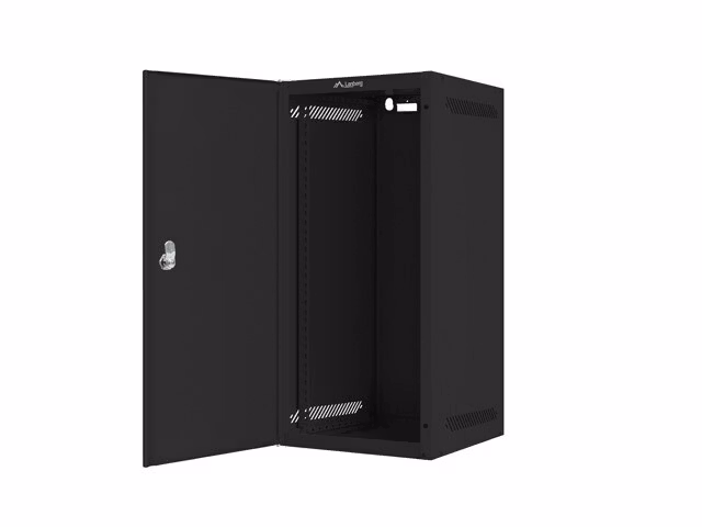 RACKSKÅP 10" VÄGGMONTERAT 12U/280X310 FÖR SJÄLVMONTERING MED METALLDÖRR SVART LANBERG (FLAT PACK)