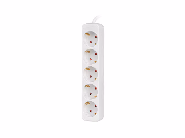 GRENUTTAG LANBERG 1,5M 5X SCHUKO UTTAG KOPPAR KABEL AV HÖG KVALITET VIT