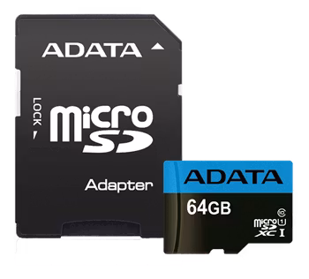 ADATA 64GB MicroSDXC minneskort med SD-adapter, UHS-I, Klass 10, A1, Blå