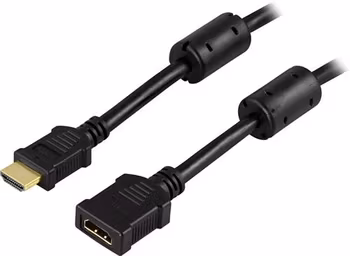 DELTACO HDMI förlängningskabel, 4K 30hz, HDMI Type A ha - ho, 5m, svart