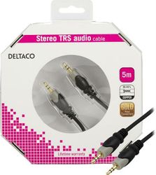 DELTACO ljudkabel, 3,5mm ha - ha, guldpläterad, 5m