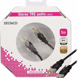 DELTACO ljudkabel, 3,5mm ha - ha, guldpläterad, 5m