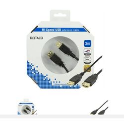 Deltaco Hi-Speed USB-förlängningskabel 3m
