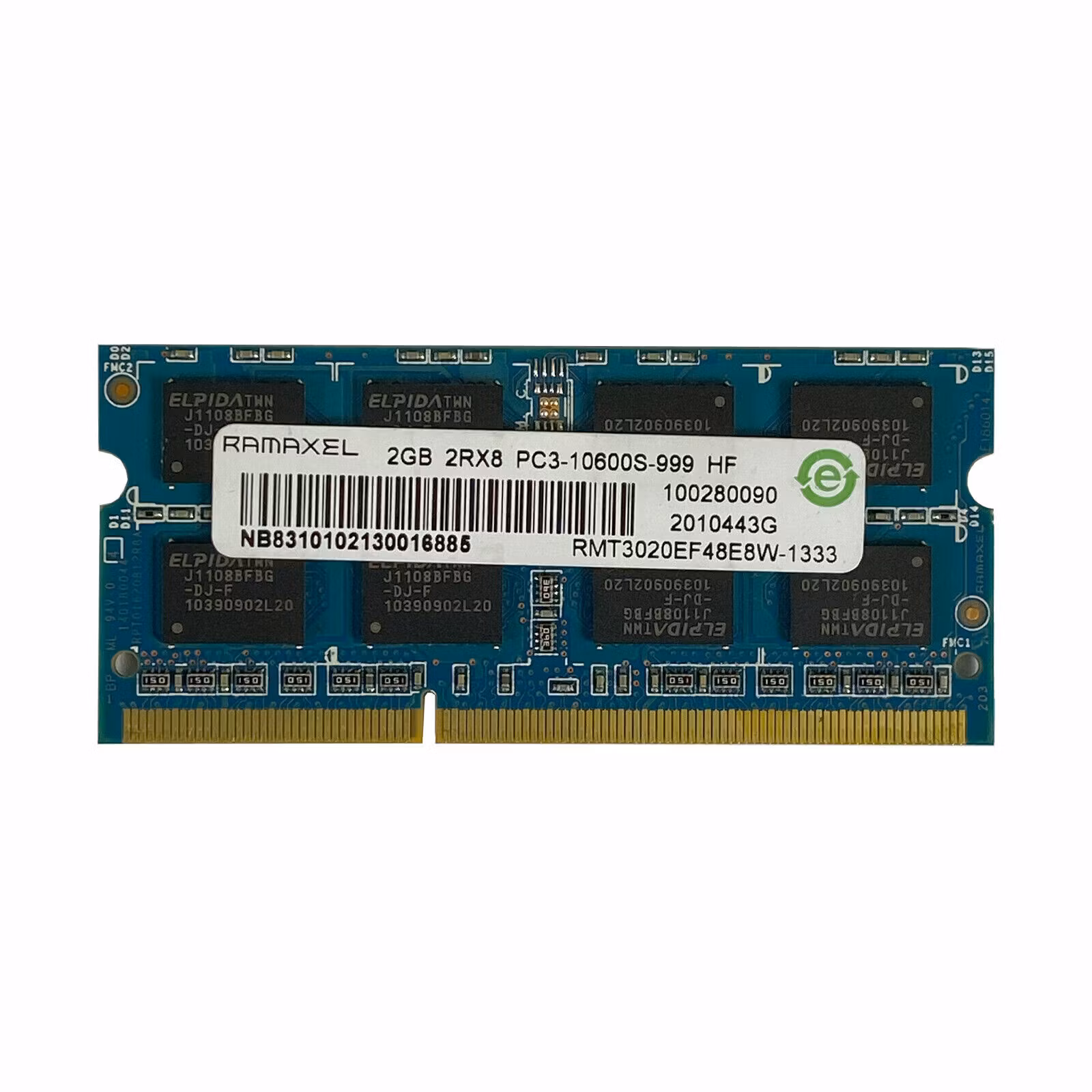 Ramaxel 2GB 2RX8 PC3-10600S-999 HF SODIMM DDR3 (PULLED)