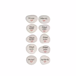 Natursten med texten "Min ängel"