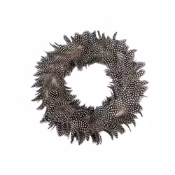 Krans med pärlhönsfjädrar