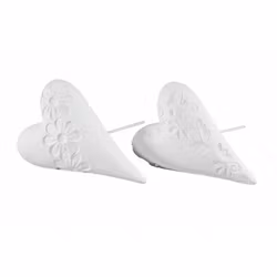 Hjärta stick 6,5cm, vit 2-pack