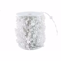 Pärlor på tråd Vit/Silver 30m