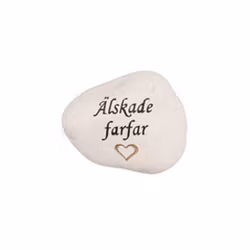 Natursten med texten "Älskade farfar"