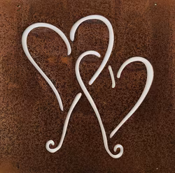 Två hjärtan, skylt till armeringsnät