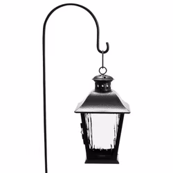 Hängande Gravlykta med pinne Svart/Silver