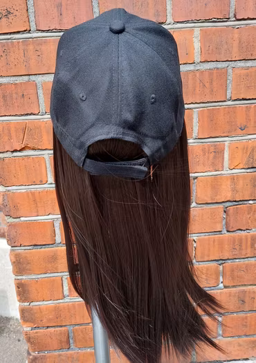 Keps med hår Svart rakt
