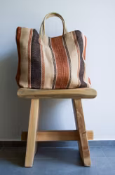 Jute tote bag svart/rost rand