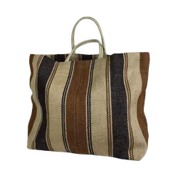 Jute tote bag svart/rost rand