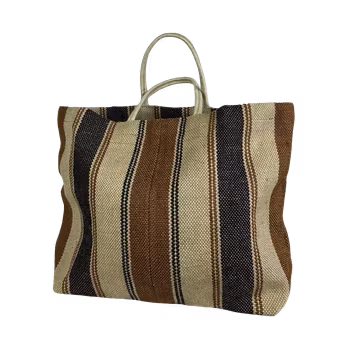 Jute tote bag svart/rost rand