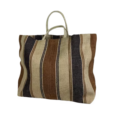 Jute tote bag svart/rost rand