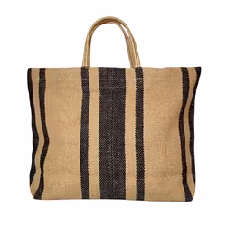 Jute tote bag svart rand