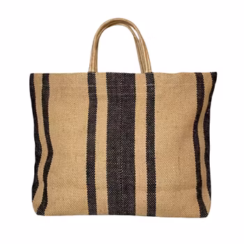 Jute tote bag svart rand