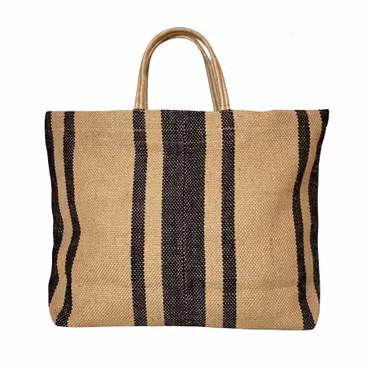 Jute tote bag svart rand