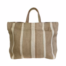 Jute tote bag vit rand